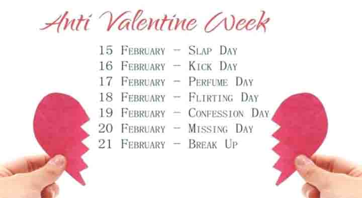 Anti Valentine Day Week List 